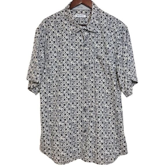 Tommy Bahama Men's XXL Black Geometric Short Sleeve Button-Up Shirt - Picture 1 of 9